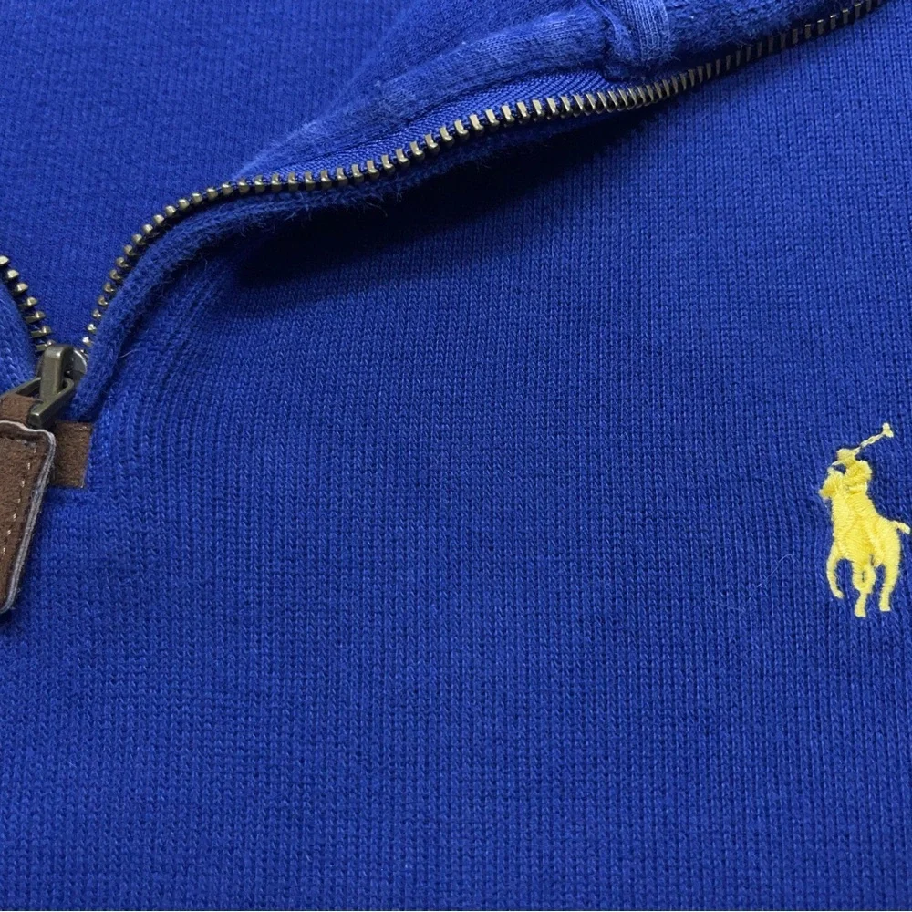 Polo Ralph Lauren 1/4 Zip Sweater Mens Size Large Blue Pony Logo Cotton Designer